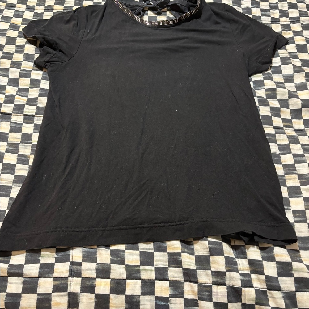 St. John Black Top with Rhinestone Detail